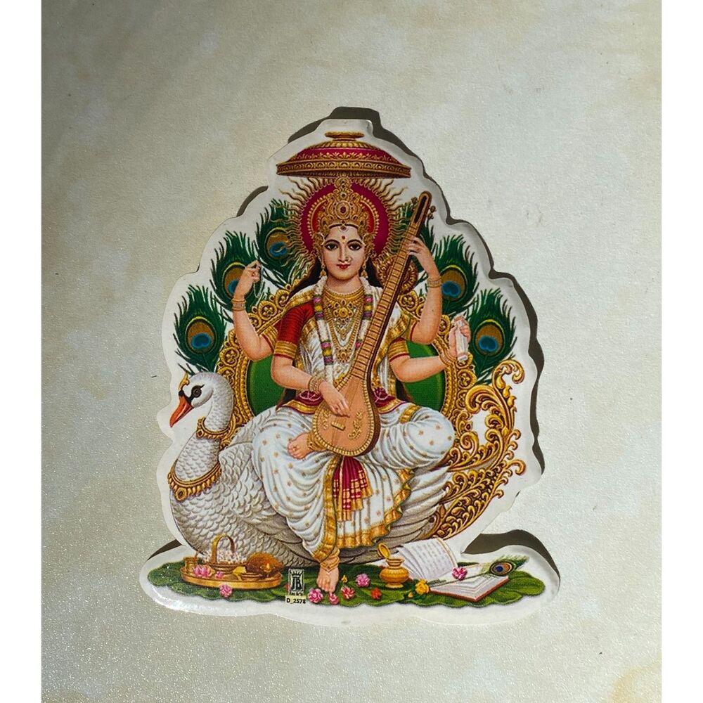 Saraswati Indian Goddess Hindu Decal Yoga Religious Sticker